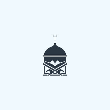 Islamic logo templatemosque and quran icon vector image