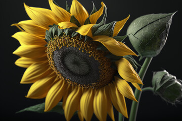 A close-up of yellow sunflower, Generative AI