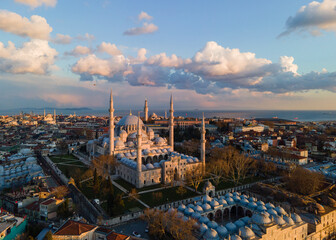 Fototapeta na wymiar Suleymaniye Mosque Drone Photo, Fatih Istanbul, Turkey