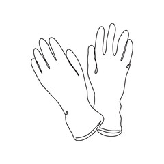 Gloves in one line. Latex gloves as a symbol of protection against viruses and bacteria. A precautionary measure icon. Vector