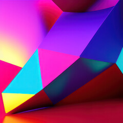 Fototapeta premium Vibrant colored 3d rendering geometric shapes background with perspective effect. Ai generated art.