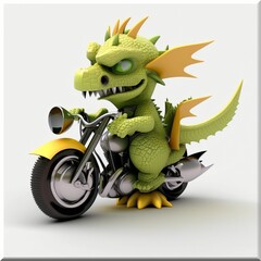 Fototapeta na wymiar micla cute dragon character riding a motorbike 013