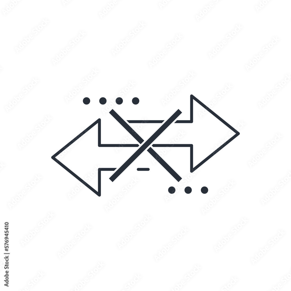 Poster Blocking. Stop transfer. Vector linear icon isolated on white background.
