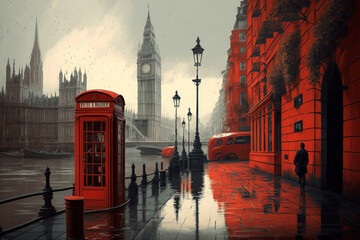 Fototapeta na wymiar Abstract illustration of London city in UK, AI generated
