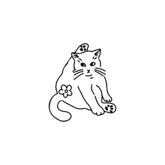 cute doodle cat illustration vector