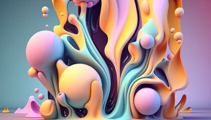 A fluid background in soft pastel colors, perfect for a calming and peaceful setting. Generative AI