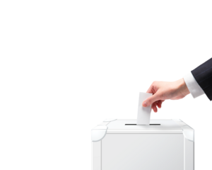 選挙_投票する_国民投票の背景透過pngイメージ素材｜投票箱に投票用紙を入れる手