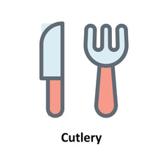 Cutlery  Vector  Fill Outline Icons. Simple stock illustration stock