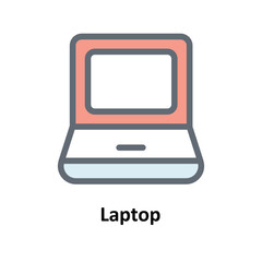Laptop  Vector  Fill Outline Icons. Simple stock illustration stock