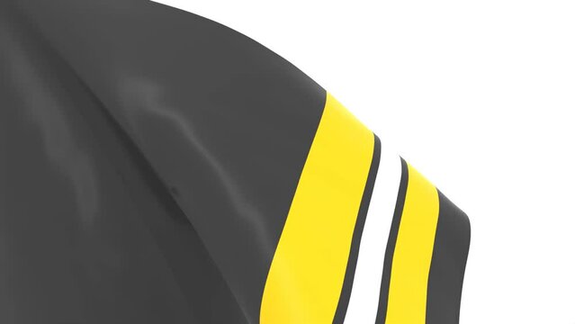 Waved flag textured by Pittsburgh Penguins ice hockey team uniform colors. 3D render
