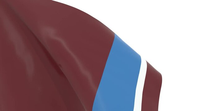 Waved flag textured by Colorado Avalanche ice hockey team uniform colors. 3D render