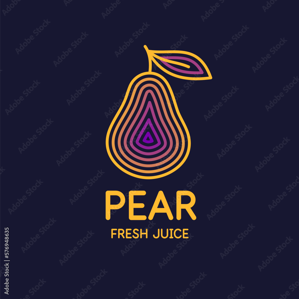Poster illustration of a pear in a modern style. isolated image on a dark background. vector icon.