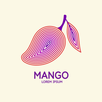 Illustration of a mango in a flat style. Isolated image on a light background. Vector icon.