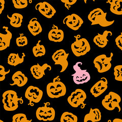 Happy Halloween. Seamless pattern with pumpkins. Vector illustration
