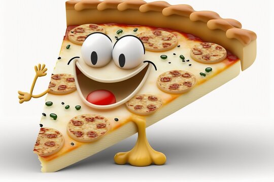 Pizza smile, cute funny illustration of pizza