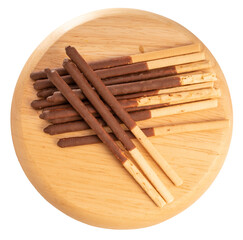 Butter cookies,Chocolate stick biscuits and Crackers with clipping path isolate on a white background PNG File.