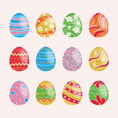 set of easter eggs isolated on white