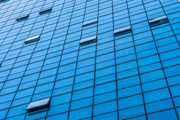 Close-Up of Modern Office Buildings in city of China.