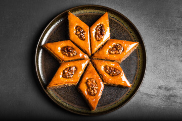 Baklava with honey and walnuts