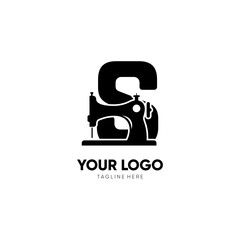 Letter S Sewing Machine Logo Design Vector Icon Graphic Emblem Illustration Background Template