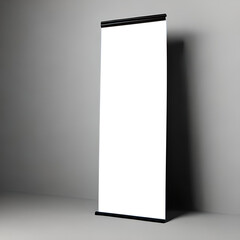 Roll Up banner vector mock-up with blank display. Design template pop up banner for promotional presentation, exhibition or corporate identity. AI Generative