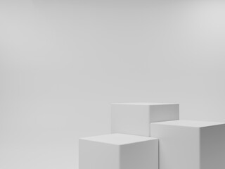 3d rendering elegant minimal white rectangular podium background