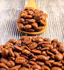 coffee beans on wooden background
