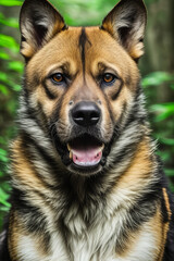 Portrait of Dog with Forest Background with Generative AI