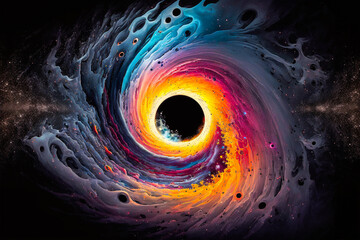 Galaxie dans l'espace, trou noir - Générative IA