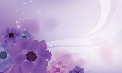 Naklejka na ściany i meble abstract purple elegant flowers valentines pattern art vector greeting card interior wallpaper background