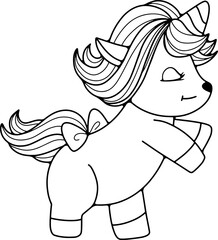 unicorn cute hand-drawn line art illustration coloring book