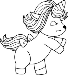 unicorn cute hand-drawn line art illustration coloring book