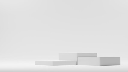 3d rendering luxury minimal white square podium background