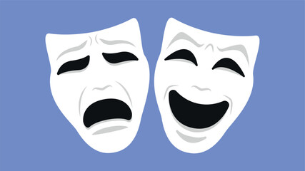 Comedy and tragedy theatrical masks. Vector illustration