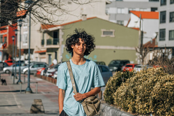  smiling hispanic latin  cuban man walking down the street