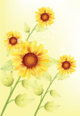 Obraz premium abstract summer sunflower friendship pattern art vector greeting card interior wallpaper background