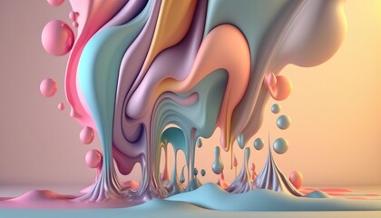 The gentle flow of pastel colors in this fluid background creates a calming effect. Generative AI