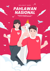 Hari pahlawan nasional means happy indonesian national heroes day