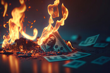 money on fire background.