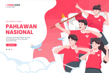 Hari pahlawan nasional means happy indonesian national heroes day