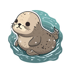 cute seal cartoon style