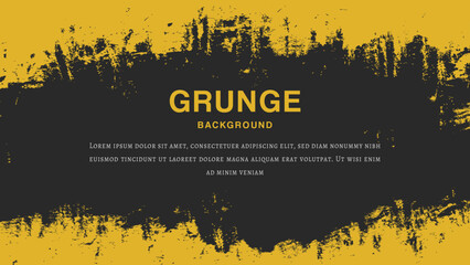 Abstract Yellow Frame Grunge Sport Design In Black Background