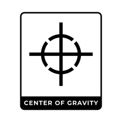 Center of Gtavity symbol, Center of mass and center mark for international cargo packaging