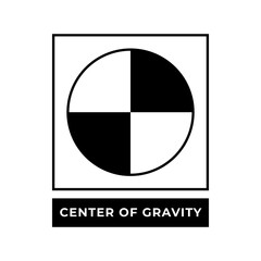 Center of Gtavity symbol, Center of mass and center mark for international cargo packaging