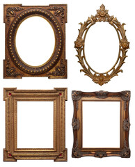 set of wooden clasic vintage picture frame, isolated with clipping path