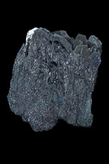 Silicon carbide, also known as carborundum, is a compound of silicon and carbon with chemical formula SiC. Isolated in black background.