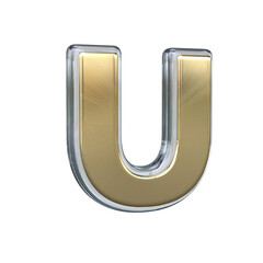 Letter u 3D rendering wih Gold and Glass materials © Mr.Ma