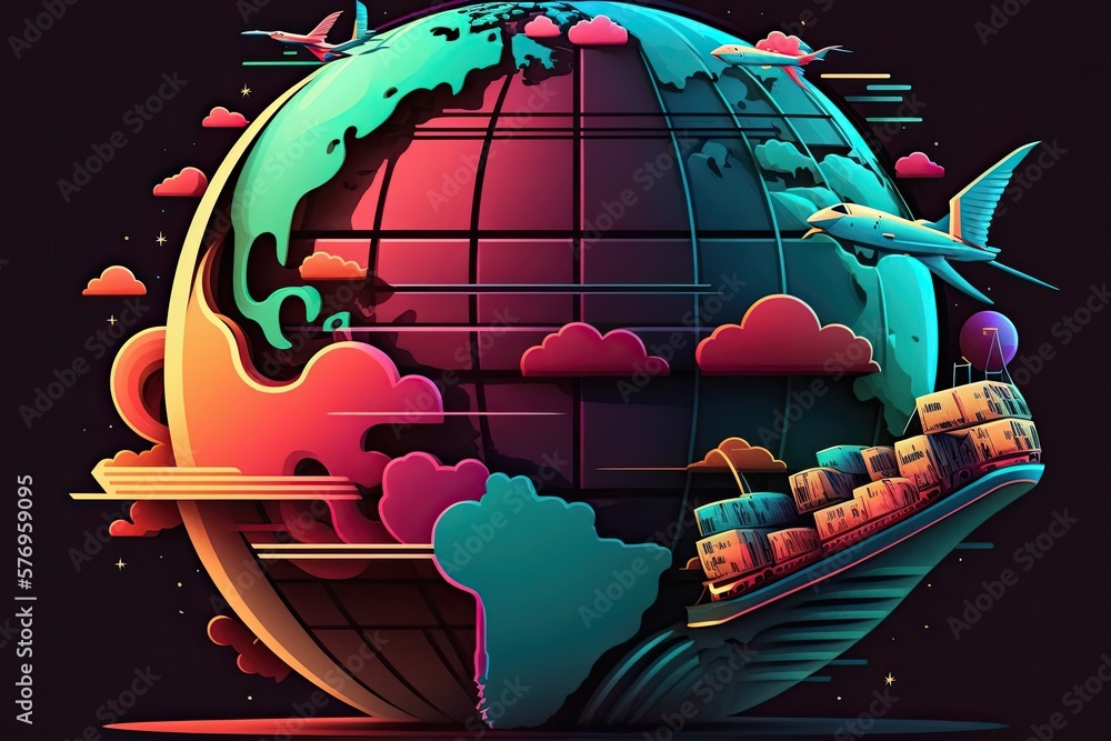 Poster the concept of global shipping as represented by a globe. the idea of express shipment, swift transp