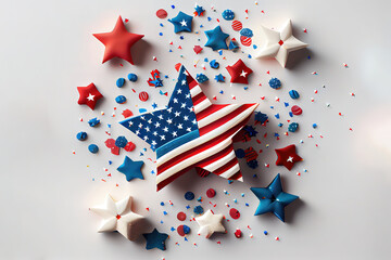 Happy Independence Day 4th july mockup with mini american flag. Generative Ai