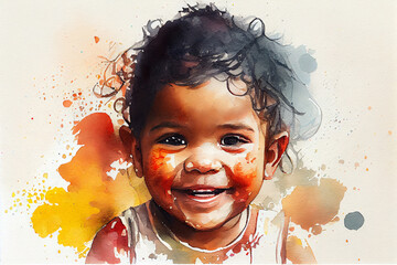 Portrait of an Indian girl, capturing the beauty and grace of her features with delicate brushstrokes and vivid colors, generative ai